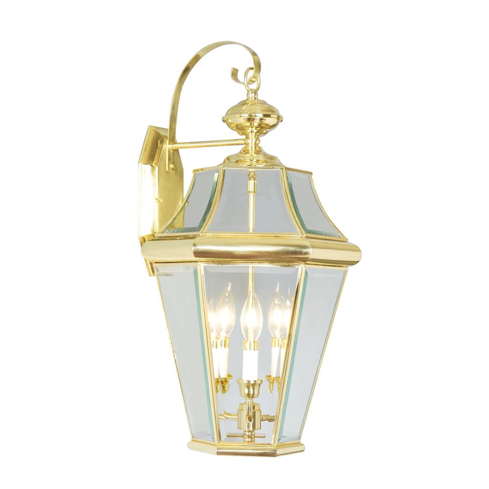 Livex Lighting 2361-02 Georgetown Outdoor Wall Lantern in Polished Brass 